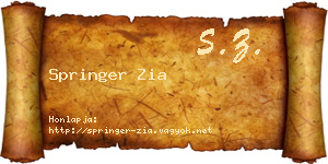 Springer Zia névjegykártya